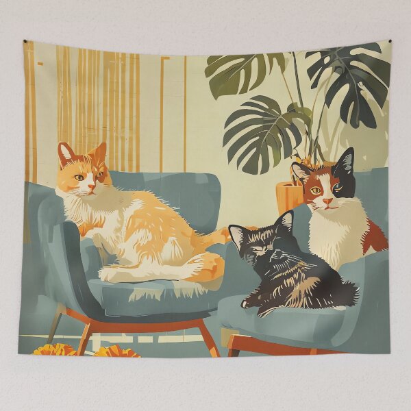 Item preview, Mid-Century Feline Lounge designed and sold by ONYX Pixee.