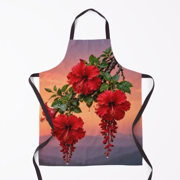 Item preview, Red Hibiscus Flowers Against a Pink Sunset designed and sold by Wild Bloom Paws.