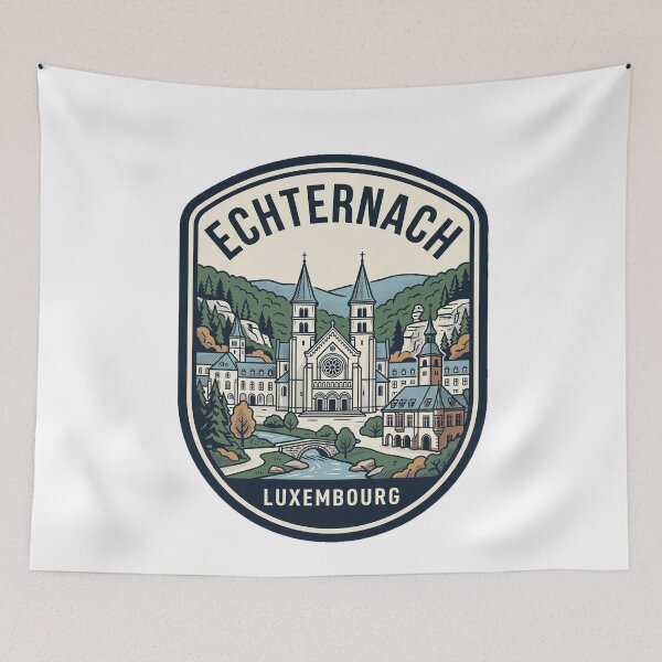 Item preview, Vintage Echternach Luxembourg Retro Travel Badge designed and sold by k3rstman1.