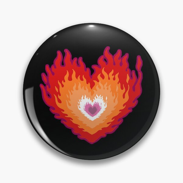Item preview, Layered Lesbian Pride Flag Colors Burning Hearts designed and sold by CamilasPrints.
