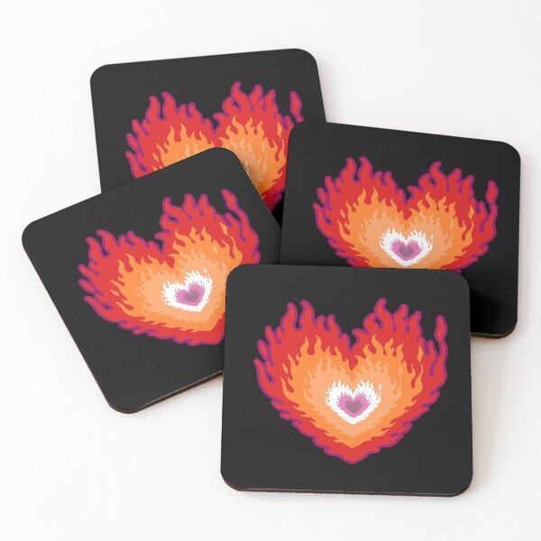 Item preview, Layered Lesbian Pride Flag Colors Burning Hearts designed and sold by CamilasPrints.