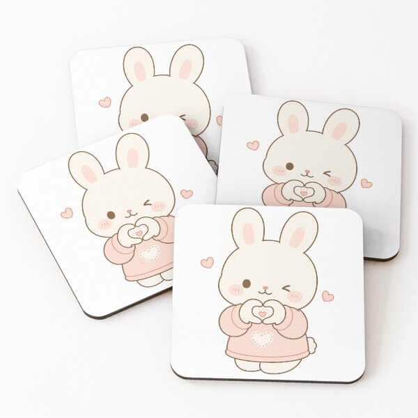 Item preview, Kawaii Bunny Heart Hands Illustration designed and sold by daldadesign.