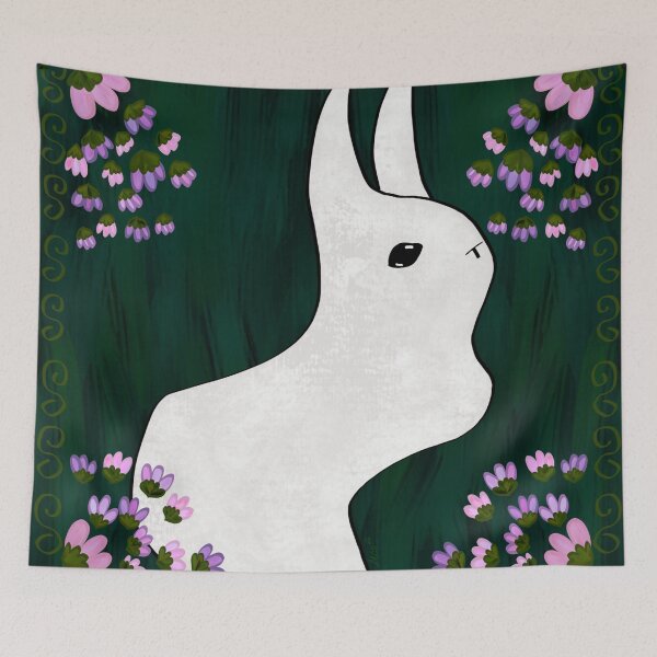 Item preview, Ghost Rabbit Among the Grass and Flowers  designed and sold by JaygiesDesign.