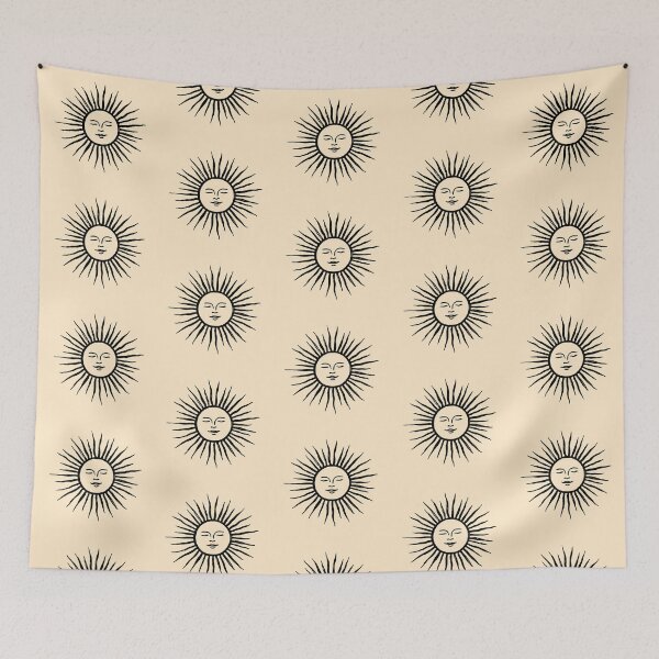 Item preview, Celestial Sun Face Boho Line Art designed and sold by jianina-alondra.