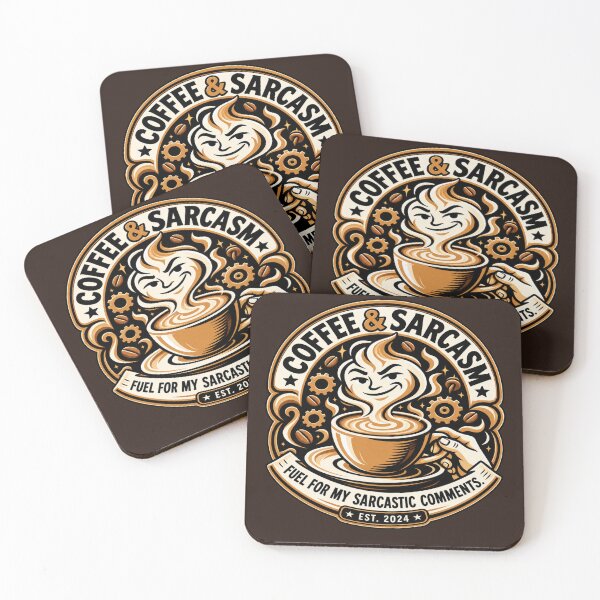 Item preview, Coffee & Sarcasm Retro Coffee Badge designed and sold by FABIOLA1970.