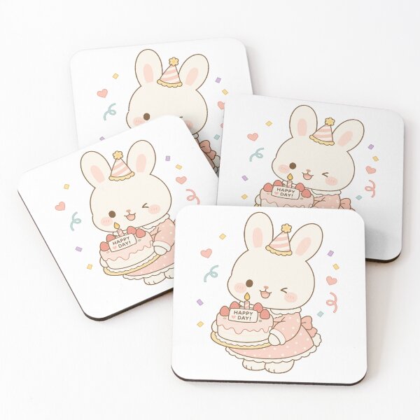 Item preview, Kawaii Bunny Birthday Cake Illustration designed and sold by daldadesign.