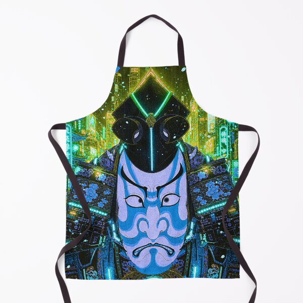 Item preview, Cyberpunk Kabuki Samurai | Neon Tokyo Warrior Mask | Japanese Futuristic Armor designed and sold by RhymeArc.