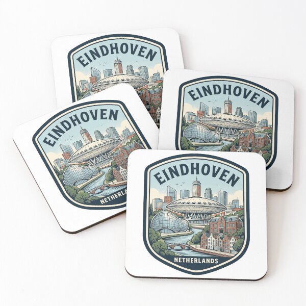 Item preview, Eindhoven Netherlands Retro Cityscape Travel Badge designed and sold by k3rstman1.