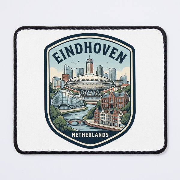Item preview, Eindhoven Netherlands Retro Cityscape Travel Badge designed and sold by k3rstman1.