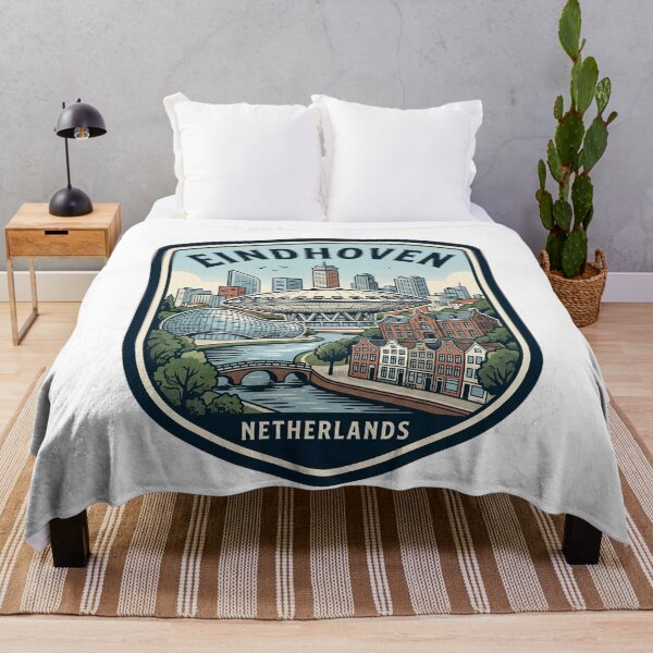 Item preview, Eindhoven Netherlands Retro Cityscape Travel Badge designed and sold by k3rstman1.