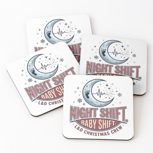 Item preview, Night Shift Baby Shift L&D Christmas Crew Labor and Delivery Nurse Crescent Moon designed and sold by raedattia.