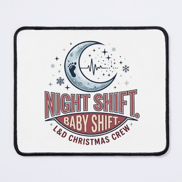 Item preview, Night Shift Baby Shift L&D Christmas Crew Labor and Delivery Nurse Crescent Moon designed and sold by raedattia.