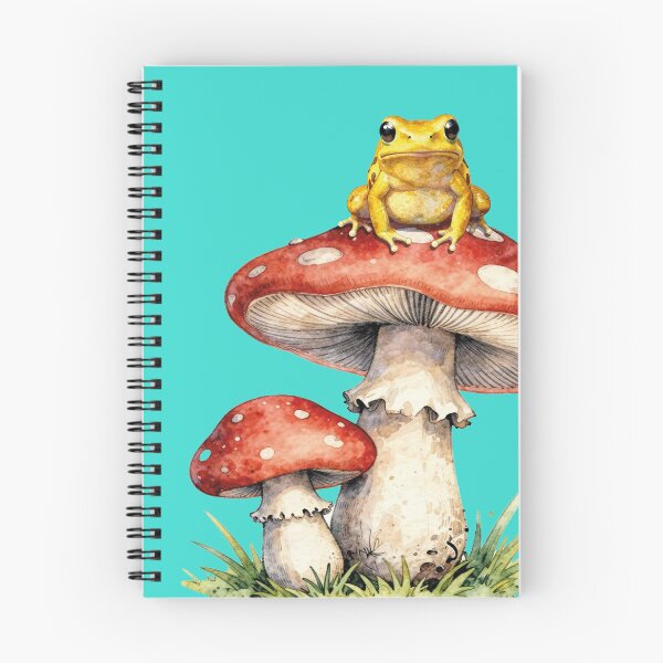 Item preview, Yellow frog on red mushrooms - fairy tale watercolor designed and sold by WildArtIT.