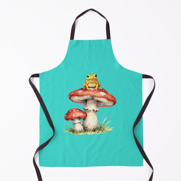 Item preview, Yellow frog on red mushrooms - fairy tale watercolor designed and sold by WildArtIT.