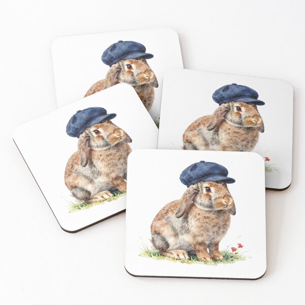 Item preview, Bunny with blue hat watercolor designed and sold by WildArtIT.