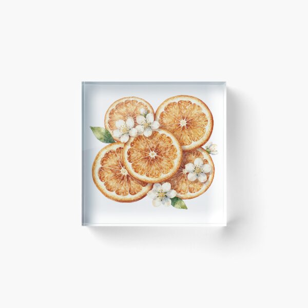 Item preview, Orange flowers and slices - citrus watercolor designed and sold by WildArtIT.