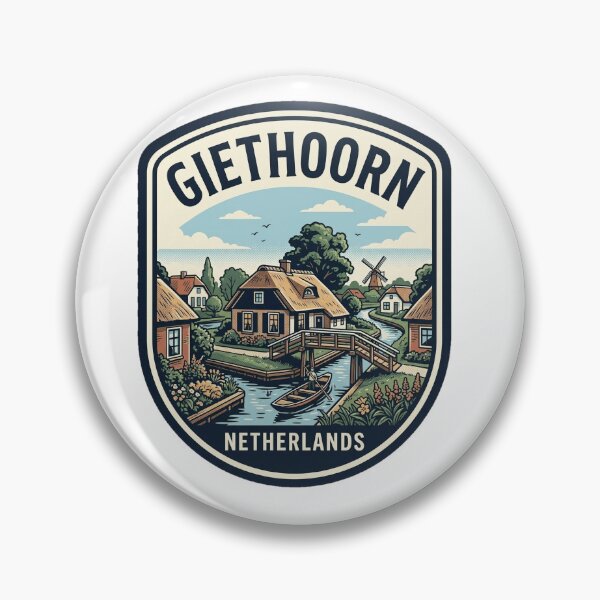 Item preview, Giethoorn Netherlands Vintage Travel Canal Village Badge designed and sold by k3rstman1.