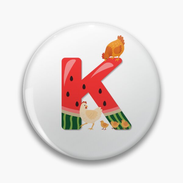 Item preview, Watermelon Letter K with Hen and Chicks Illustration designed and sold by Mazza-mazza.