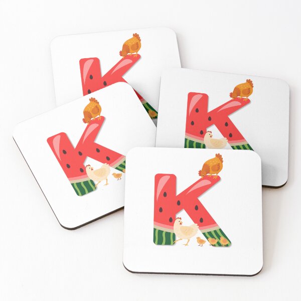 Item preview, Watermelon Letter K with Hen and Chicks Illustration designed and sold by Mazza-mazza.