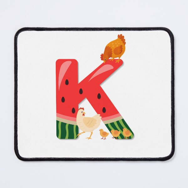 Item preview, Watermelon Letter K with Hen and Chicks Illustration designed and sold by Mazza-mazza.