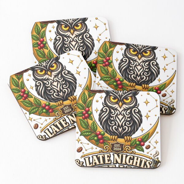 Item preview, Late Nights, Coffee & Lights — Just Me and an Owl designed and sold by AllRoundTees.
