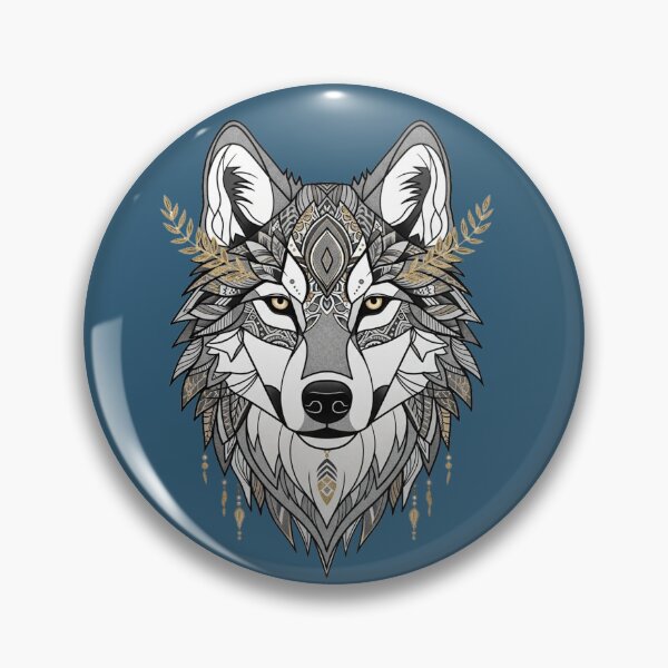 Item preview, Geometric boho wolf - grey and gold designed and sold by WildArtIT.