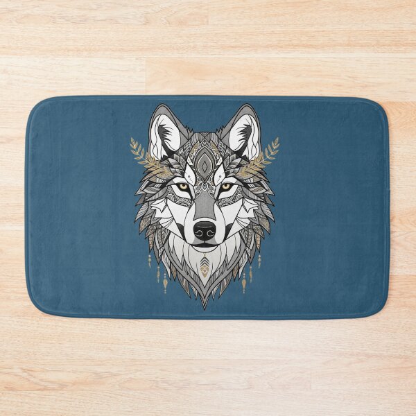 Item preview, Geometric boho wolf - grey and gold designed and sold by WildArtIT.