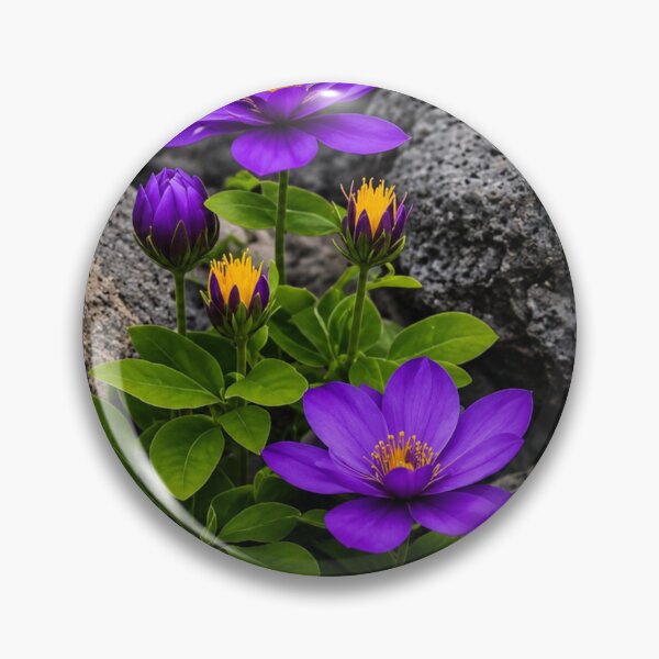 Item preview, Purple Flowers Growing Among Dark Volcanic Rocks  designed and sold by Wild Bloom Paws.