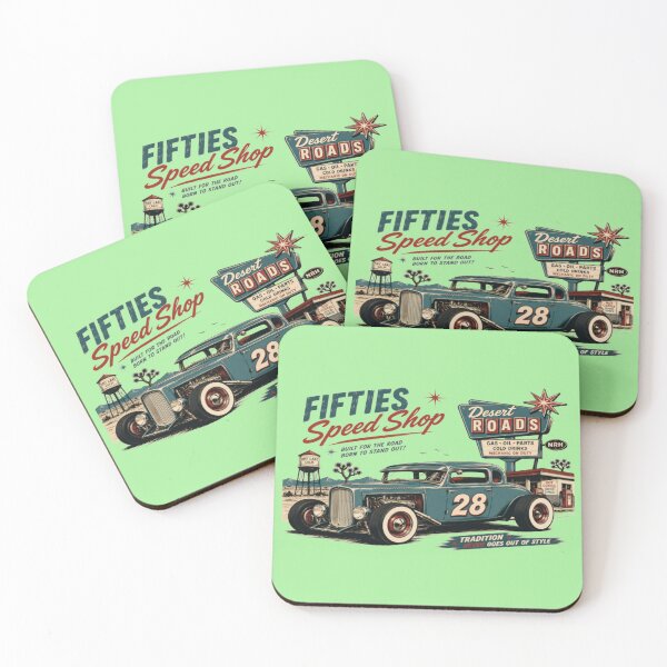 Item preview, Fifties Speed Shop Hot Rod Vintage Desert Roads Art designed and sold by Normandy Road Heritage.