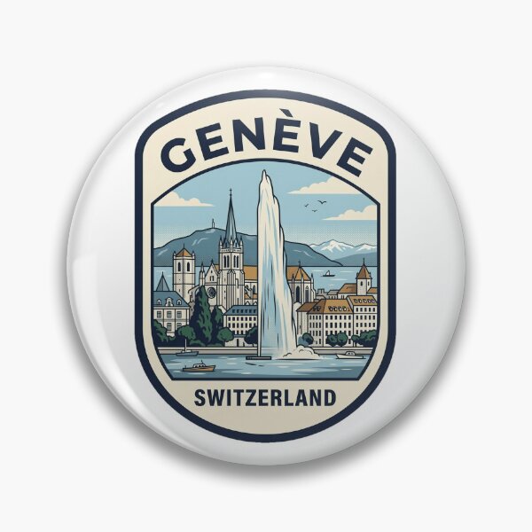 Item preview, Vintage Geneva Switzerland Travel Badge Illustration designed and sold by k3rstman1.