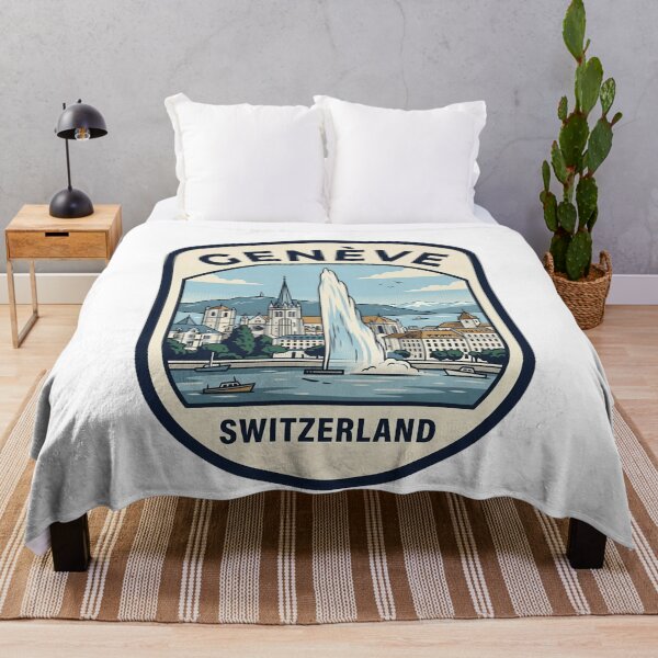 Item preview, Vintage Geneva Switzerland Travel Badge Illustration designed and sold by k3rstman1.