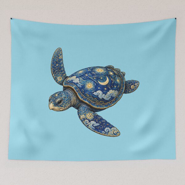 Item preview, Moonlit Sea Turtle | Ocean Starlight Art Collection designed and sold by Zaru Art Studio.