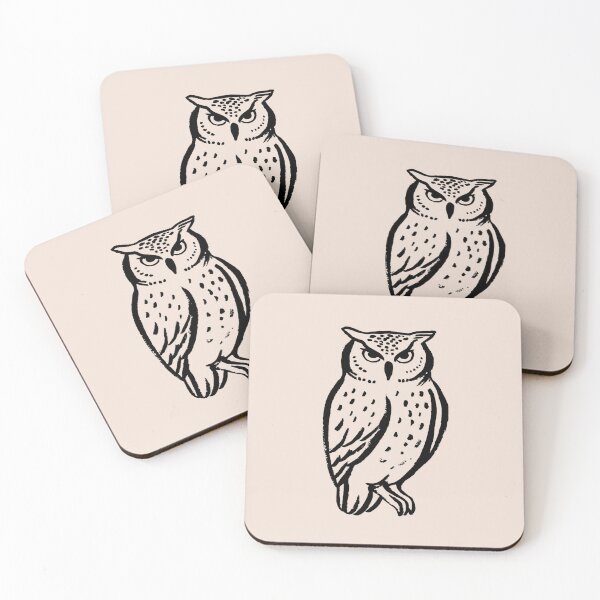 Item preview, Vintage Owl Mystical Black Line Illustration designed and sold by jianina-alondra.