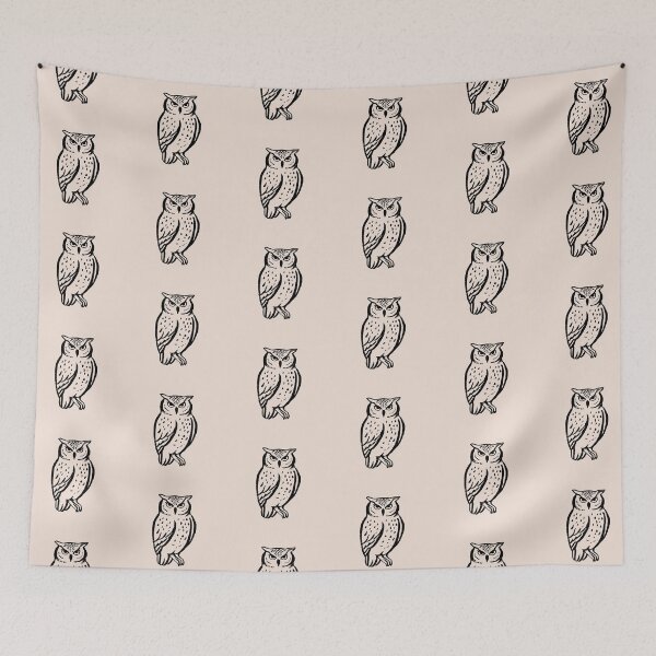 Item preview, Vintage Owl Mystical Black Line Illustration designed and sold by jianina-alondra.