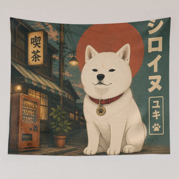 Item preview, Retro Japan White Shiba Inu designed and sold by YUKI JAPAN.