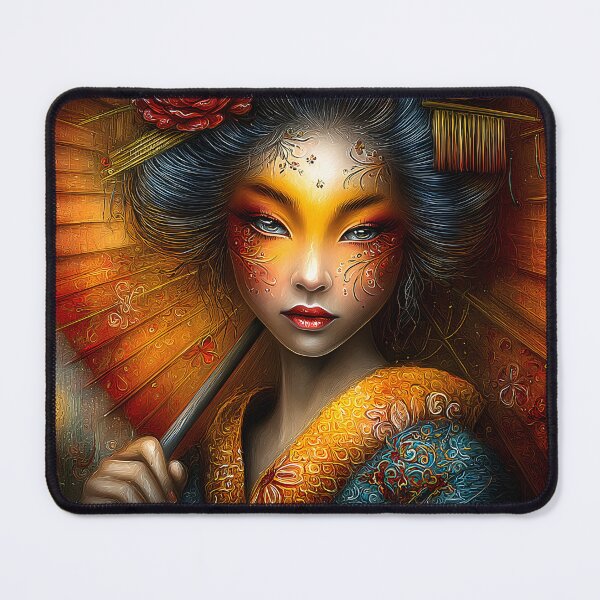Item preview, Elegant Geisha with Vibrant Colors and Umbrella Art designed and sold by Artessie.