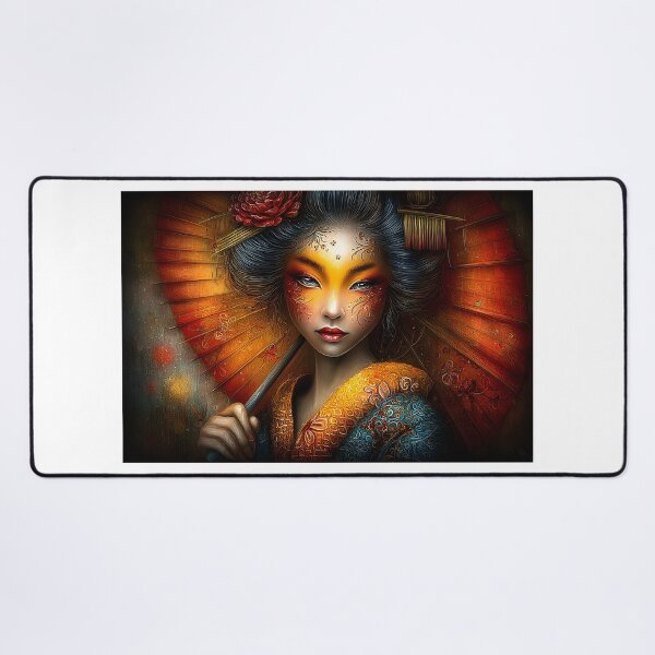 Item preview, Elegant Geisha with Vibrant Colors and Umbrella Art designed and sold by Artessie.