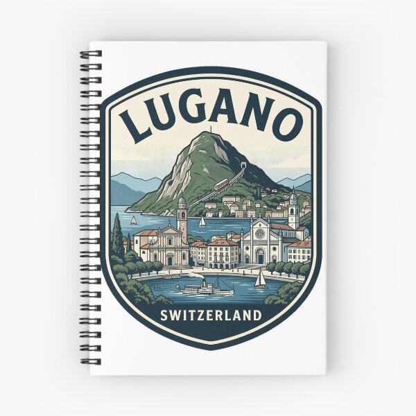 Item preview, Vintage Lugano Switzerland Lake and Mountain Badge designed and sold by k3rstman1.
