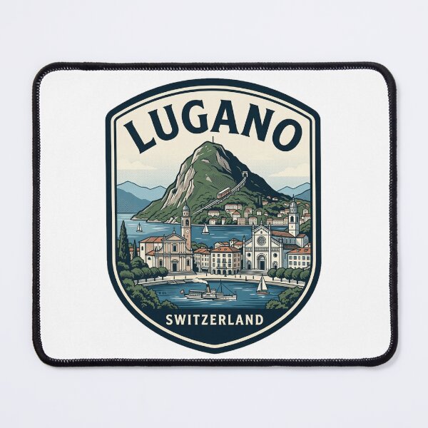Item preview, Vintage Lugano Switzerland Lake and Mountain Badge designed and sold by k3rstman1.