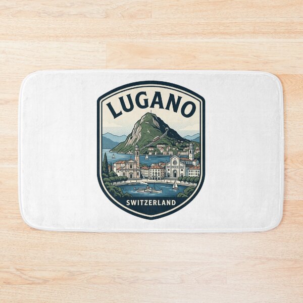 Item preview, Vintage Lugano Switzerland Lake and Mountain Badge designed and sold by k3rstman1.