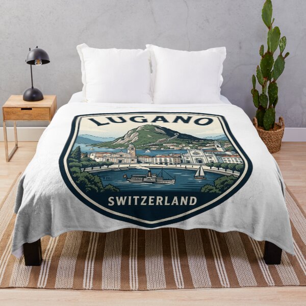 Item preview, Vintage Lugano Switzerland Lake and Mountain Badge designed and sold by k3rstman1.