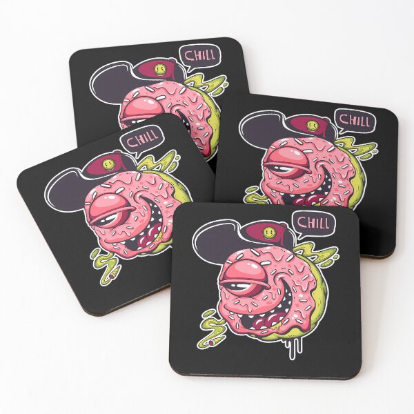Item preview, Donut Chill One Eyed Pink Donut Cap Smoking Cartoon designed and sold by Ashutosh Das.