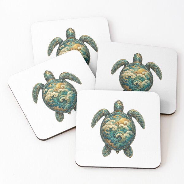 Item preview, Sea Turtle Swimming Front | Ocean Jade Wave Art Collection designed and sold by Zaru Art Studio.