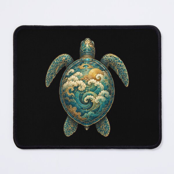 Item preview, Sea Turtle Swimming Front | Ocean Jade Wave Art Collection designed and sold by Zaru Art Studio.