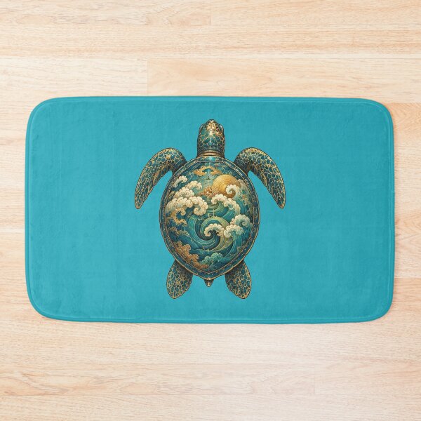 Item preview, Sea Turtle Swimming Front | Ocean Jade Wave Art Collection designed and sold by Zaru Art Studio.