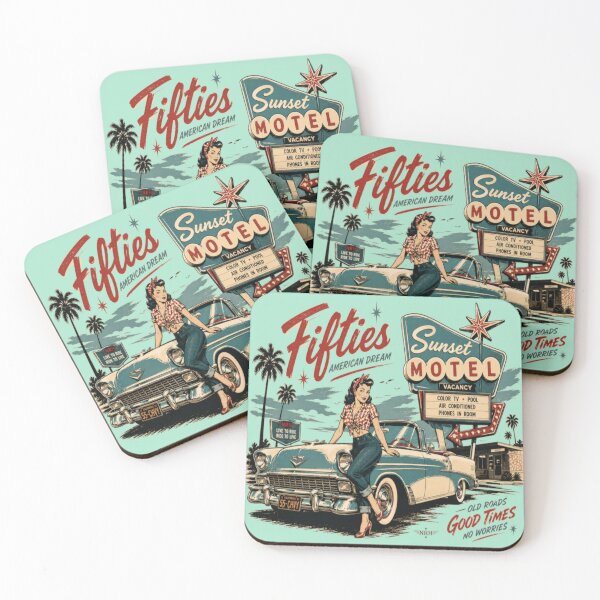 Item preview, Fifties Sunset Motel American Dream Vintage Pin Up Car Art designed and sold by Normandy Road Heritage™ - Vintage Garage Art.
