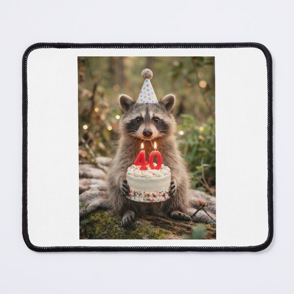 Item preview, Raccoon 40th birthday cute adorable cake party baby kawaii designed and sold by CheeseBlueprint.