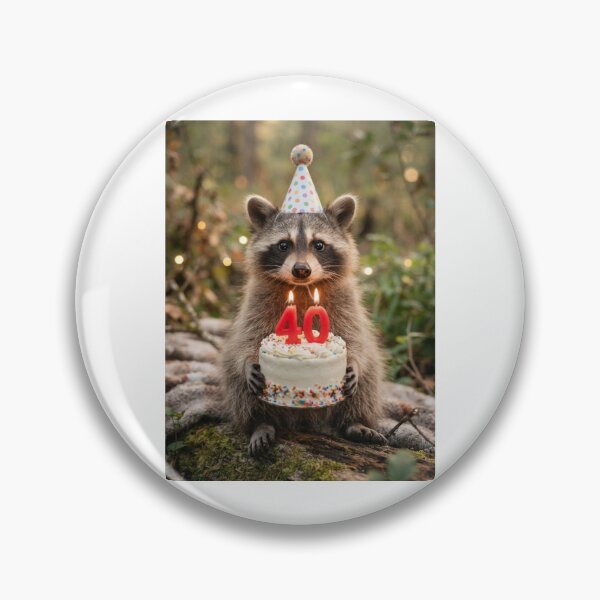 Item preview, Raccoon 40th birthday cute adorable cake party baby kawaii designed and sold by CheeseBlueprint.