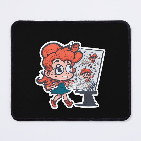 Item preview, Crazy Cartoonist Girl Drawing Board Red Hair Comic Creator designed and sold by Ashutosh Das.