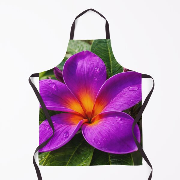 Item preview, Purple Plumeria Flower with Water Droplets and Tropical Green Leaves designed and sold by Wild Bloom Paws.